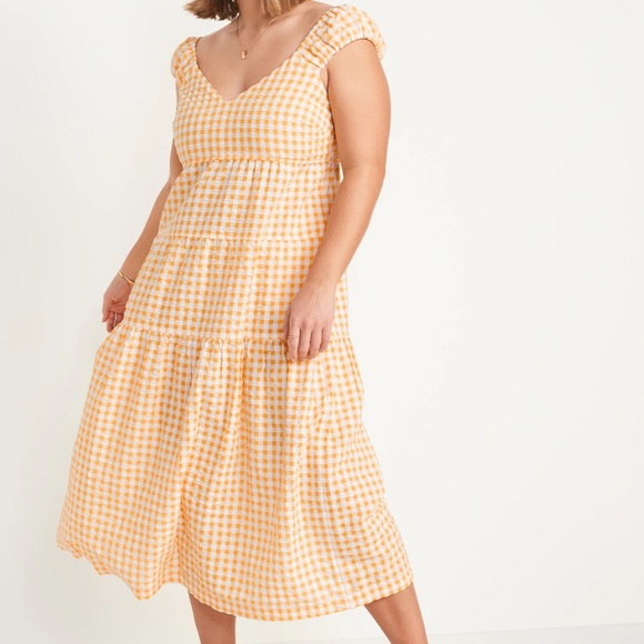 Tiered Seersucker All-Day Maxi Dress Sz L - Picture 2 of 3